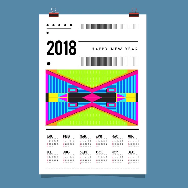 Kalendervorlage Für Das Neue Jahr 2018 Kalender Und Poster Design — Stockvektor