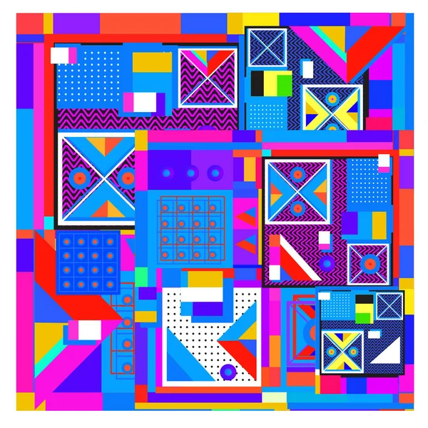 Trendy geometrik öğeleri memphis tasarımı renkli ve parlak. Retro 90s doku, desen ve öğeleri tarzı. Modern arka plan tasarımı ve kapak şablonu
