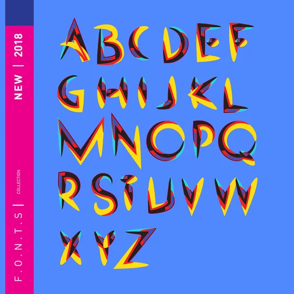 Vector Colorful Alphabet Unique Fonts Design Illustration Template Typography Poster — Stock Vector