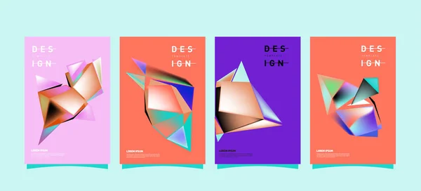 Poster Geometrico Colorato Design Della Copertina Sfondi Con Gradienti Geometrici — Vettoriale Stock