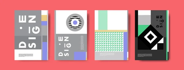 Minimalistická Vector Zahrnuje Design Set Cool Přechody Geometrické Obrazce Futuristické — Stockový vektor