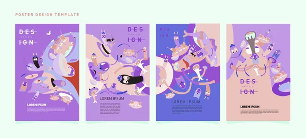 抽象的な現代的なおもちゃデザイン ポスター 出版物やプレゼンテーション レイアウト グラフィック テンプレートやポスターのアイデア ベクターの漫画の頭のイラスト フォーム — ストックベクタ