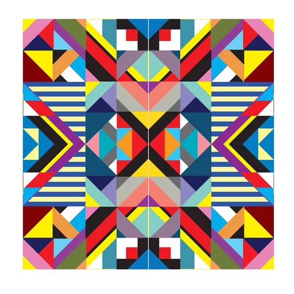 Trendy Geometric Kaleidoscope Elements Memphis Greeting Cards Design Retro Style — Stock Vector