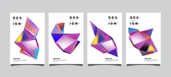 Poster Geometrico Colorato Design Della Copertina Sfondi Con Gradienti Geometrici — Vettoriale Stock