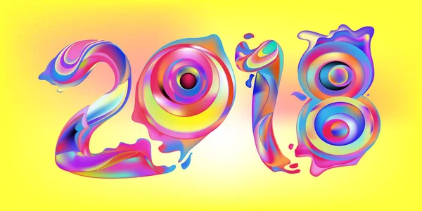 2018 Año Nuevo Fondo Colorido Elemento Diseño Pintura Acrílica Para — Vector de stock