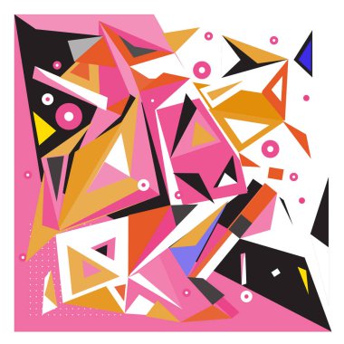 Vektör soyut geometrik küp ve üçgen açısal renkli desen. Arka plan düzen tasarım ve poster için.