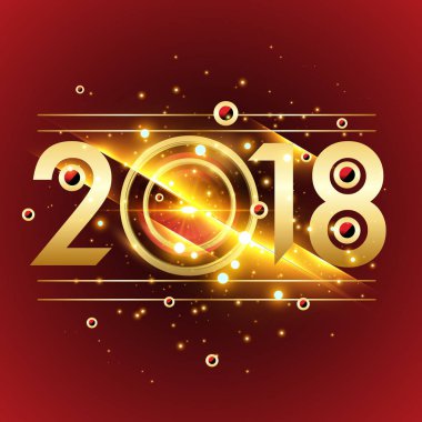 Mutlu yeni yıl 2018 renkli soyut tasarım, takvim ve tebrik kartı için vektör öğeleri.