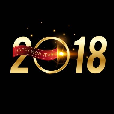 Mutlu yeni yıl 2018 renkli soyut tasarım, takvim ve tebrik kartı için vektör öğeleri.