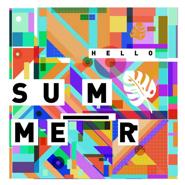 Trendy Vector Summer Cards Illustration Elements Abstract Colorful Textures Design — Stock Vector