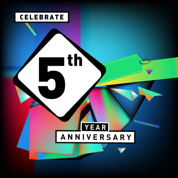5De Jaar Verjaardag Kaart Met Kleurrijke Achtergrond Vijf Jaar Verjaardag — Stockvector