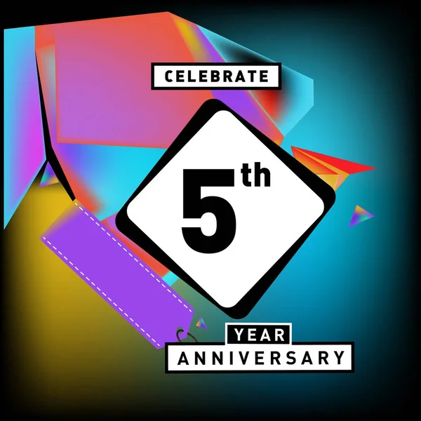 Tarjeta Aniversario Años Con Fondo Colorido Cinco Años Logo Cumpleaños — Archivo Imágenes Vectoriales