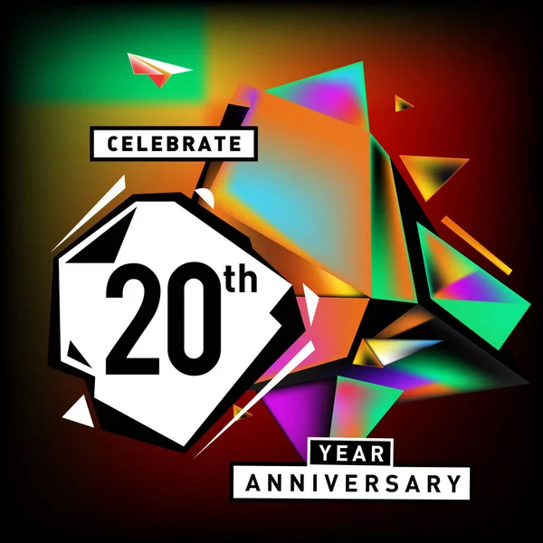 Carte Anniversaire Ans Avec Fond Coloré Vingt Ans Logo Anniversaire — Image vectorielle