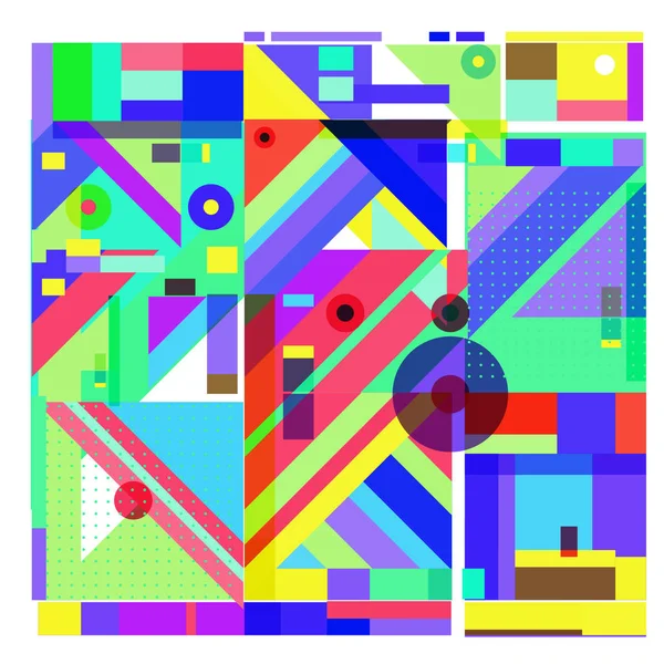 Trendy Geometrik Öğeleri Memphis Tasarımı Renkli Parlak Retro 90S Doku — Stok Vektör