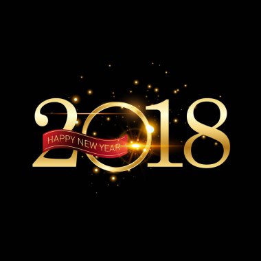 Mutlu yeni yıl 2018 renkli soyut tasarım, takvim ve tebrik kartı için vektör öğeleri.