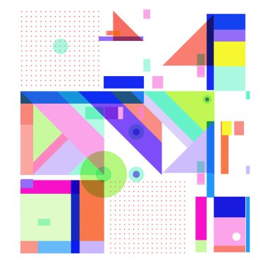 Trendy geometrik öğeleri memphis tasarımı renkli ve parlak. Retro 90s doku, desen ve öğeleri tarzı. Modern arka plan tasarımı ve kapak şablonu.