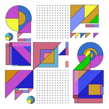 Trendy geometrik öğeleri memphis tasarımı renkli ve parlak. Retro 90s doku, desen ve öğeleri tarzı. Modern arka plan tasarımı ve kapak şablonu.