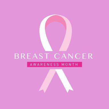 Meme Kanseri Bilinçlendirme ay kartı. Pembe kurdele vektör çizim poster şablonu.