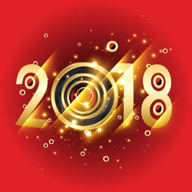 Mutlu yeni yıl 2018 renkli soyut tasarım, takvim ve tebrik kartı için vektör öğeleri.