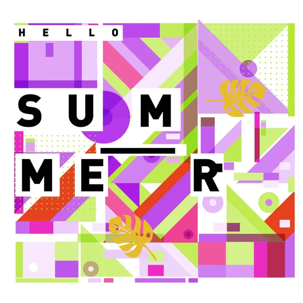 Trendy Vector Summer Card Illustration Elements Abstract Colorful Textures Design — Stock Vector