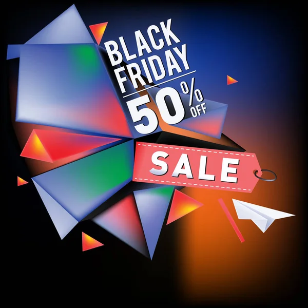 Black friday sale poster. 3d geometric poster design template for promotion. Glossy metal material style.
