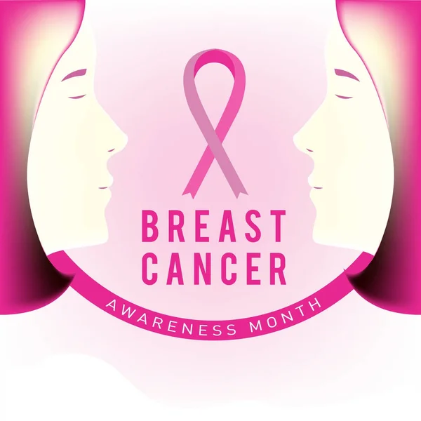 Cartão Mensal Conscientização Sobre Câncer Mama Modelo Cartaz Ilustração Vetor —  Vetores de Stock