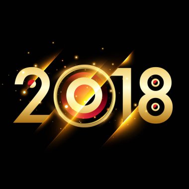 Mutlu yeni yıl 2018 renkli soyut tasarım, takvim ve tebrik kartı için vektör öğeleri.