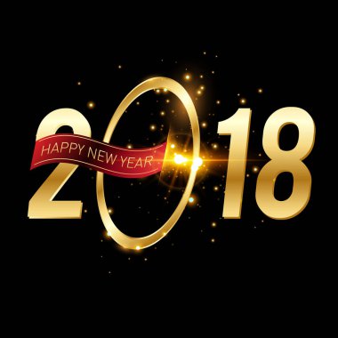 Mutlu yeni yıl 2018 renkli soyut tasarım, takvim ve tebrik kartı için vektör öğeleri.