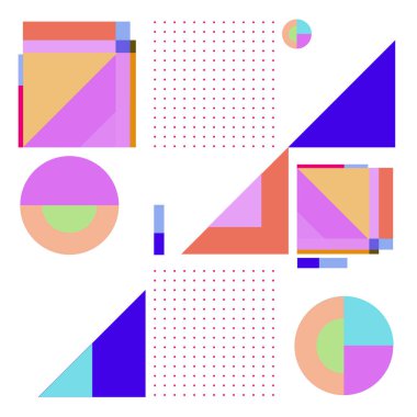 Trendy geometrik öğeleri memphis tebrik kartları tasarımı. Retro tarzı doku, desen ve öğeleri. Modern soyut tasarım poster ve kapak şablonu