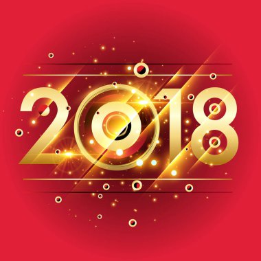Mutlu yeni yıl 2018 renkli soyut tasarım, takvim ve tebrik kartı için vektör öğeleri.
