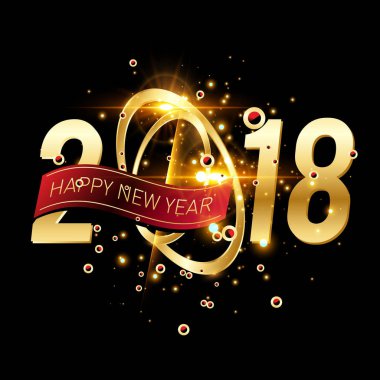 Mutlu yeni yıl 2018 renkli soyut tasarım, takvim ve tebrik kartı için vektör öğeleri.