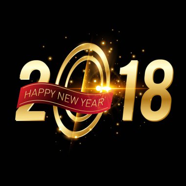 Mutlu yeni yıl 2018 renkli soyut tasarım, takvim ve tebrik kartı için vektör öğeleri.