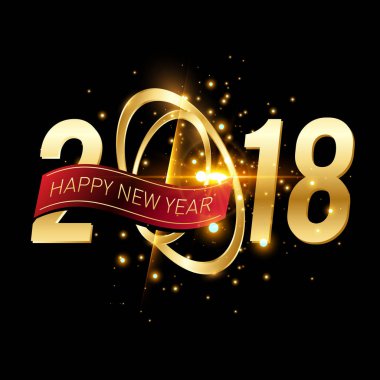 Mutlu yeni yıl 2018 renkli soyut tasarım, takvim ve tebrik kartı için vektör öğeleri.