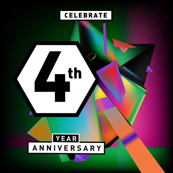 Jaar Verjaardag Kaart Met Kleurrijke Achtergrond Vier Jaar Verjaardag Logo — Stockvector