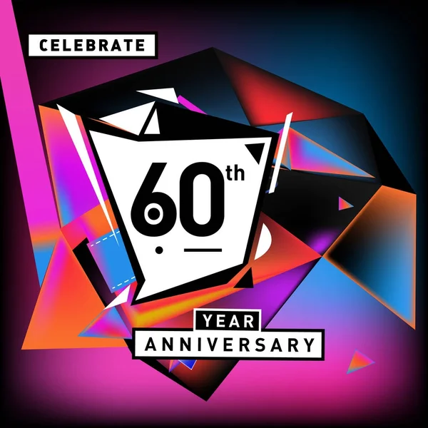 Tarjeta Aniversario Con Fondo Colorido Logo Cumpleaños Sobre Fondo Geométrico — Archivo Imágenes Vectoriales