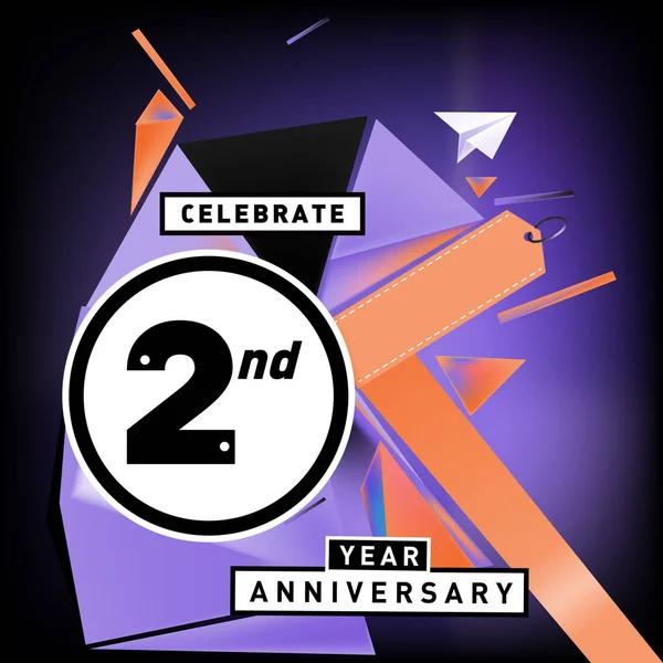 Tarjeta Aniversario Años Con Fondo Colorido Logo Dos Años Cumpleaños — Archivo Imágenes Vectoriales