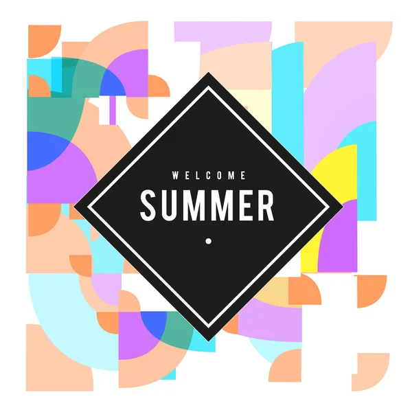 Trendy vector summer  illustration with elements and abstract colorful textures. Design for holiday vacation poster, card, brochure, and promotion template. Fashion art print and background.