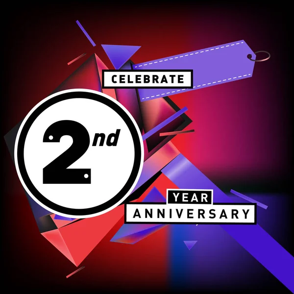 Tarjeta Aniversario Años Con Fondo Colorido Logo Dos Años Cumpleaños — Archivo Imágenes Vectoriales