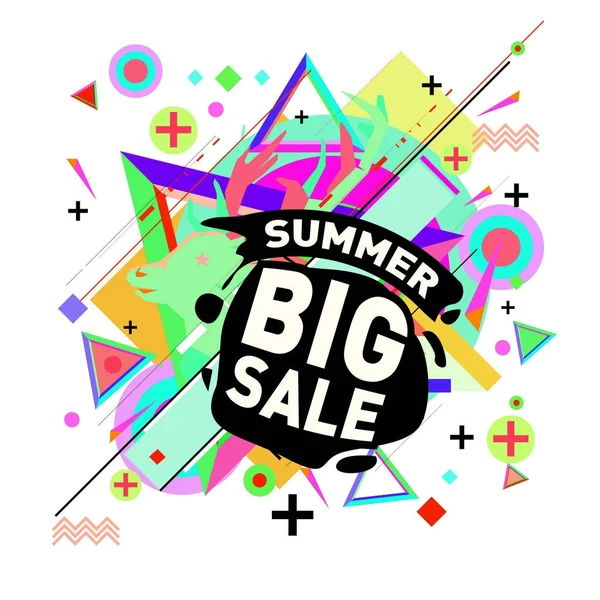 Summer Sale Memphis Style Web Banner Fashion Travel Discount Poster — Stock Vector