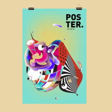 Soyut renkli curvy sıvı kapak, poster. Kabarcık şekillerin düzeni tasarım kompozisyon ve şablon.