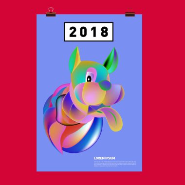 Çin yeni yılı 2018 şenlikli vektör kartı tasarımı ile şirin köpek, 2018 yıl zodyak sembolü 