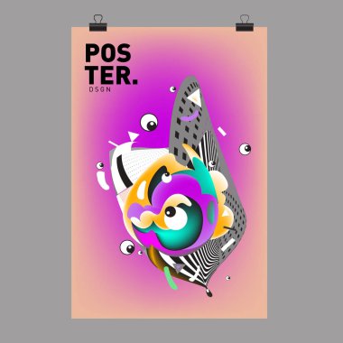 Soyut renkli curvy sıvı kapak, poster. Kabarcık şekillerin düzeni tasarım kompozisyon ve şablon.