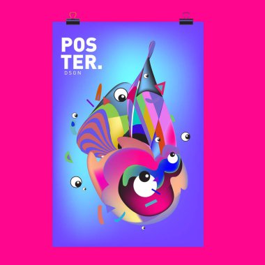 Soyut renkli curvy sıvı kapak, poster. Kabarcık şekillerin düzeni tasarım kompozisyon ve şablon.