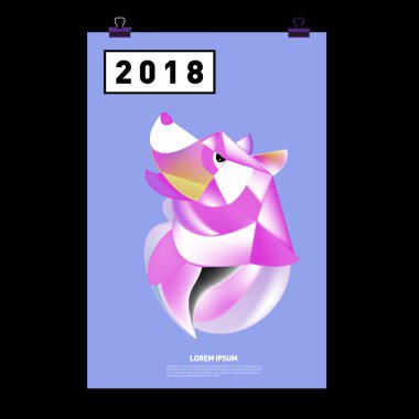 Çin yeni yılı 2018 şenlikli vektör kartı tasarımı ile şirin köpek, 2018 yıl zodyak sembolü 