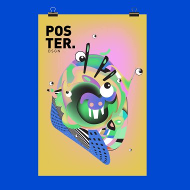 Soyut renkli curvy sıvı kapak, poster. Kabarcık şekillerin düzeni tasarım kompozisyon ve şablon.