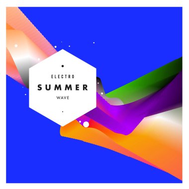 Elektronik müzik Festivali ve electro yaz dalga poster. Şahıs Poster Tasarımı kulübü. Gradyanlar ve dalgalar müzik arka plan.