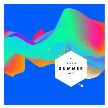 Elektronik müzik Festivali ve electro yaz dalga poster. Şahıs Poster Tasarımı kulübü. Gradyanlar ve dalgalar müzik arka plan.