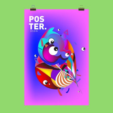 Soyut renkli curvy sıvı kapak, poster. Kabarcık şekillerin düzeni tasarım kompozisyon ve şablon.