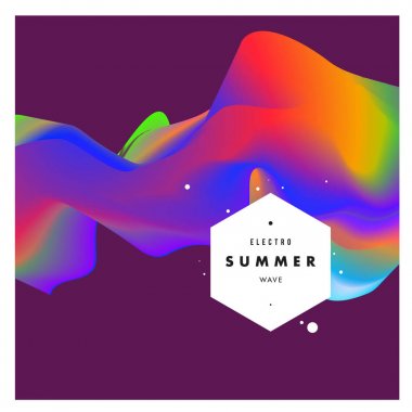 Elektronik müzik Festivali ve electro yaz dalga poster. Şahıs Poster Tasarımı kulübü. Gradyanlar ve dalgalar müzik arka plan.