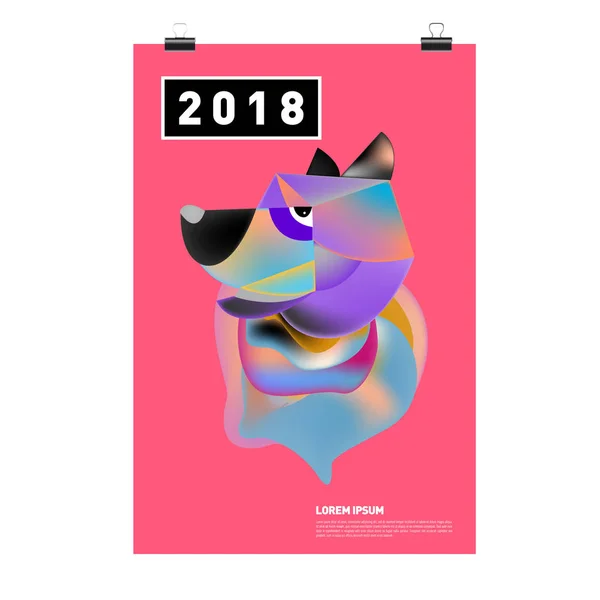 Chinese New Year 2018 Feestelijke Vector Card Design Met Schattige — Stockvector