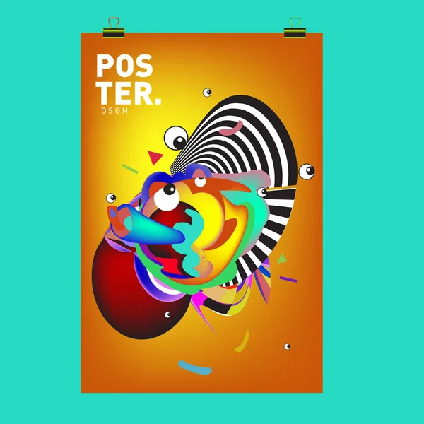 Abstract Πολύχρωμο Curvy Υγρό Κάλυμμα Αφίσα Φούσκα Σχήματα Διάταξης Σχεδίαση — Διανυσματικό Αρχείο